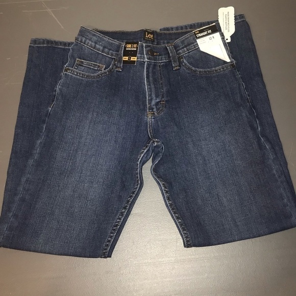 NWT LEE medium wash straight fit sure 2 fit adjustable waistband size 12 regular - Picture 1 of 6